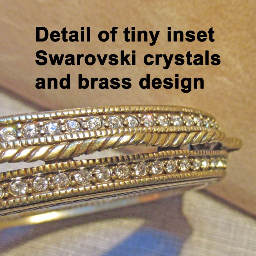 Heidi Daus curved raised 3-D hinged bangle bracelet, 1/2 inch wide, Swarovski - Picture 7 of 11